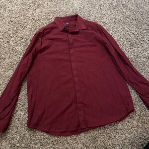 Men's Burgundy button down Shirt